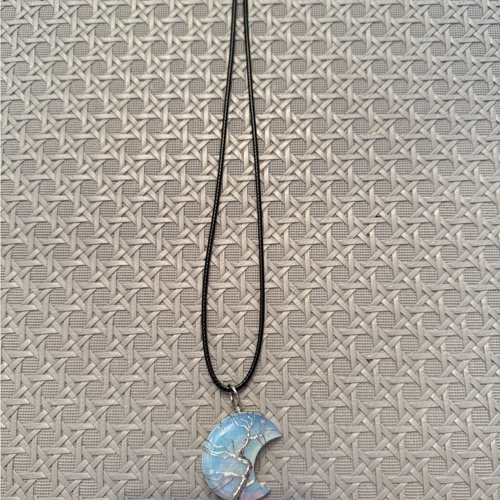 Elegant Opalite Moon Pendant Necklace